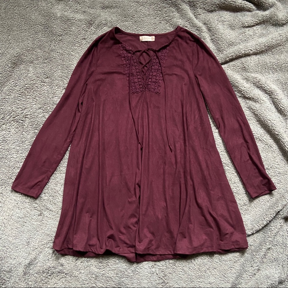 Altar’d State Faux Suede Flowy Shift Dress EUC